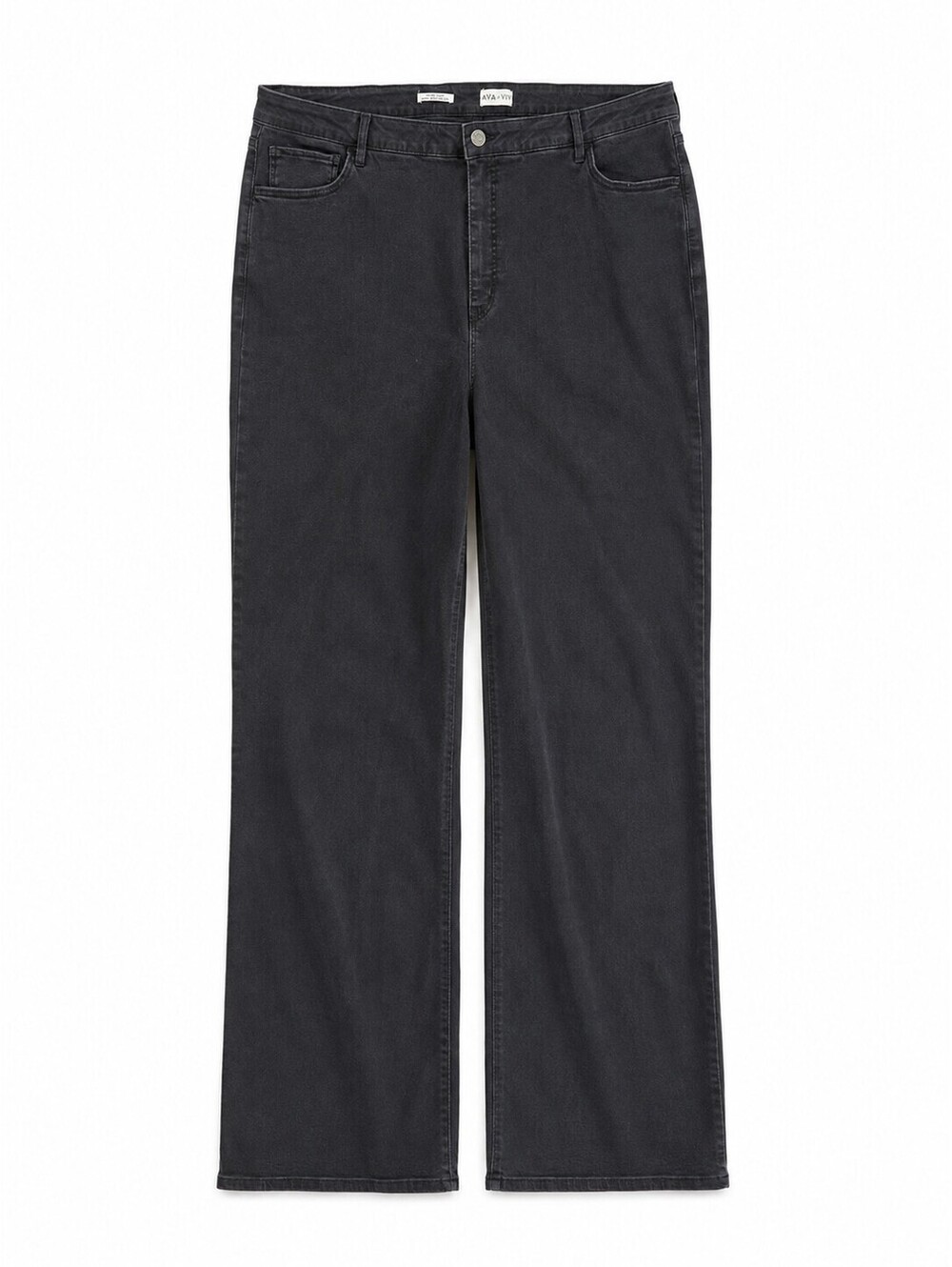 Ava & Viv Women's Size 28 High Rise Wide Leg Jeans Black Charcoal Plus Size